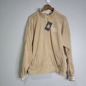 Teddy Fresh Velour Full Zip Track Jacket Lined Size 2XL Beige‎ NWT